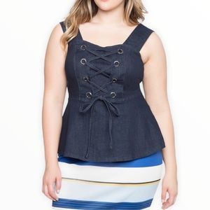 Eloquii Denim Lace Up Bustier Size 24
